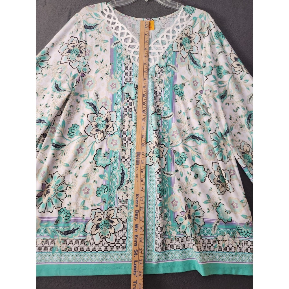 Ruby Rd Women's Plus Size 1X Blouse Top Multicolor Crochet Lightweight Tunic NWT - Picture 5 of 10